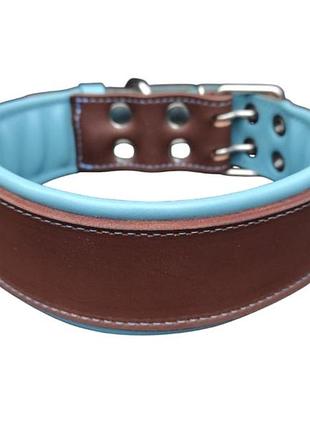Ошейник из натуральной кожи "lockdog" brown&blue