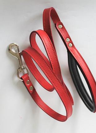 Кожаный поводок для собаки "lockdog" 1.5 м красный