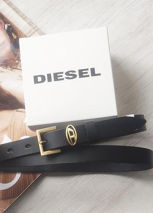 Модний вузький шкіряний ремінь diesel пряжка бронза