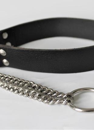 Ошейник из натуральной кожи "lockdog" с цепью