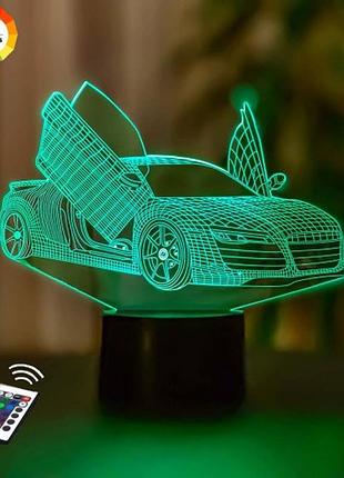 3d ночник "автомобиль 42" (увеличенное изображение) подарочная упаковка + 16 цветов + пульт ду 3dtoyslamp