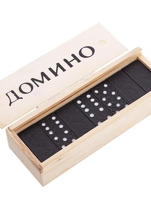 Домино настольная игра в деревянном пенале ig-1850 28 кісток чорний