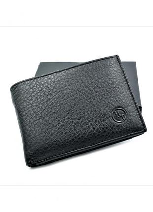 Кожаный мужской кошелек с зажимом для денег h.t leather черный