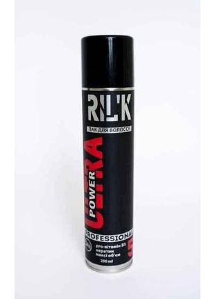 Лак для волосся 250мл ультра мегафіксація аерозольний 5 ultra power тм rilk professional