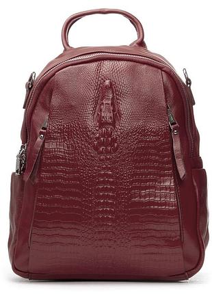Podium сумка женская рюкзак кожа alex rai 8907-9 bordo croco