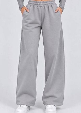 Спортивные штаны женские однотонные, цвет светло-серый, 257r650 s