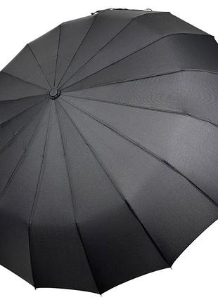 Однотонный зонт автомат на 16+3+2 сегментных карбоновых спиц от toprain, черный, n 0719-7