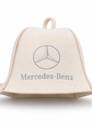 Лазнева шапка luxyart "mercedes" повсть біла (xl-123)
