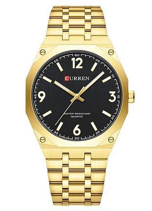 Мужские наручные часы curren 8504 gold-black в классическом стиле с золотистым корпусом