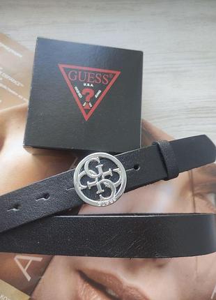 Женский кожаный ремень guess пряжка серебро