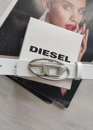 Модный узкий кожаный ремень diesel белый