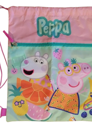 Детская сумка для обуви peppa pig свинка пеппа — розовая спортивная торбинка
