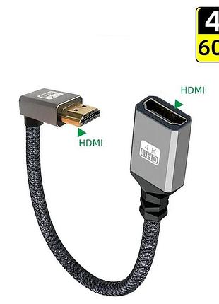 Кабель перехідник подовжувач hdmi male — hdmi female 4к 2k 60hz, 20 см (up)