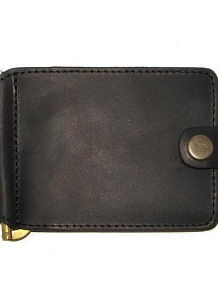 Шкіряний затиск для грошей dnk leather затиск-h чорний