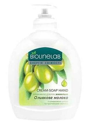 Мило рідке 300мл для рук з екстрактом оливкового молока тм biolinelab 7 копійок