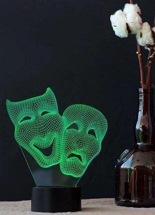 3d нічник "маски " (волічне зображення) + пульт дк + мережевий адаптер + батарейки (3ааа) 3dtoyslamp