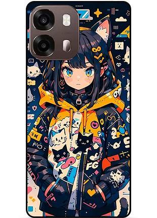 Силиконовый бампер чехол для oppo a6s с рисунком котики аниме