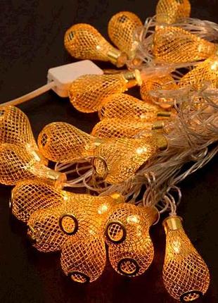 Гирлянда фигурки 20led сітка-крапля теплый белый 5мпереход 1671-07 тм китай 7 копійок