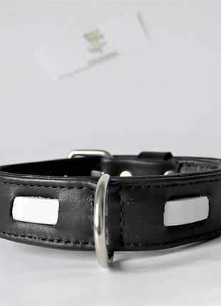Ошейник из натуральной кожи "lockdog" черно-белый