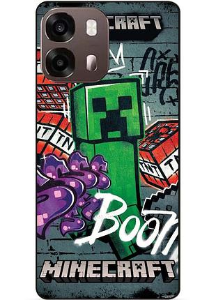 Силиконовый чехол бампер для oppo a6s с рисунком крипер майнкрафт minecraft