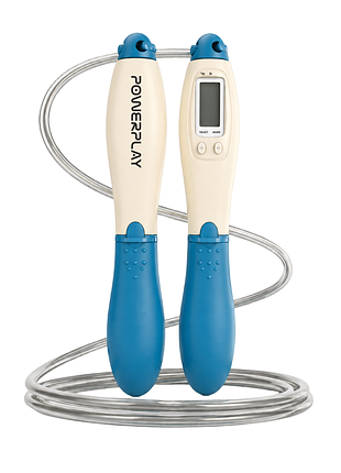 Скакалка со счетчиком powerplay 4216 jump rope синяя 2.8 см.