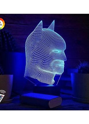 3d ночник "бэтмен 2" (увеличенное изображение) + пульт ду + сетевой адаптер + батарейки (3ааа) 3dtoyslamp
