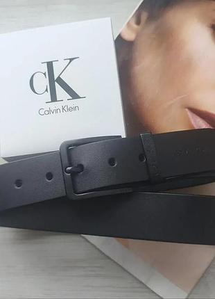 Мужской кожаный ремень с черной пряжкой cаlvіn в коробке