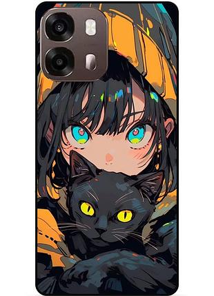 Силиконовый бампер чехол для oppo a6s с рисунком аниме котик