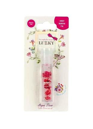 Блиск для губ в ролику aqua fleur з червоними квітами t22005 тм lukky 7копійок
