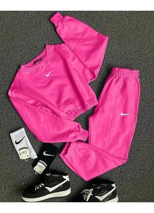 Костюм жіночій . штани джогери+кофта. з логотипом nike., модель 262, малина
