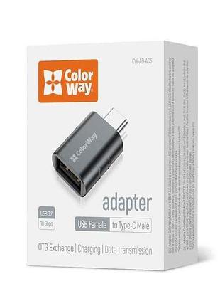 Перехідник usb-a - usb-c адаптер 3.2 тм сolorway