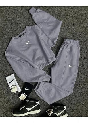 Костюм жіночій . штани джогери+кофта з логотипом nike, модель 262, серый