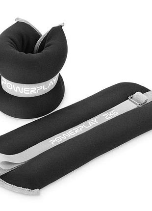 Обважнювачі-манжети для ніг та рук powerplay pp-4349 ankle/wrist weights (2шт.*2 kg) (пара) чорні