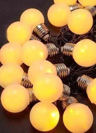 Гірлянда лампочки 50мм 20led матові теплий білий 7м чорн/пров 1365-07 тм китай 7копійок