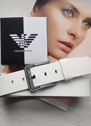Чоловічий шкіряний ремінь armani білий