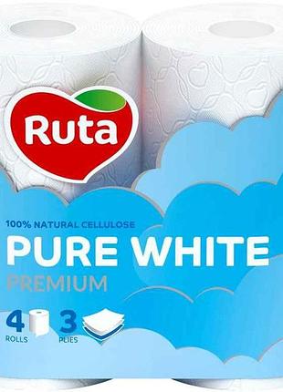 Туалетний папір pure white 4рул 3шар тм рута 7копійок