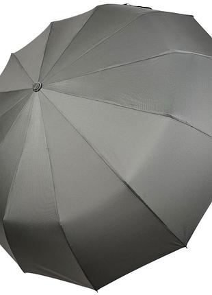 Однотонный зонт автомат на 12 карбоновых спиц антиветер от susino, серый, sys 07912-8