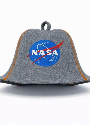 Лазнева шапка luxyart "nasa" натуральний фетр сірий (xl-747)