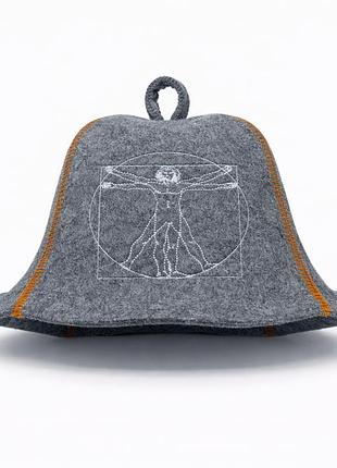 Банная шапка luxyart "да винчи" натуральный фетр серый (xl-748)