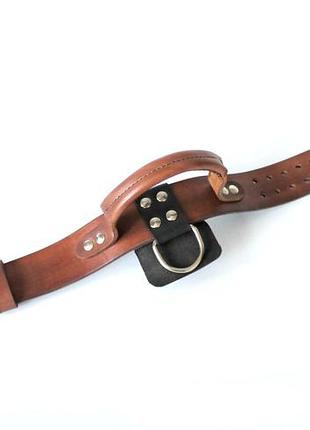 Кожаный ошейник для собак с ручкой "lockdog" коричневый