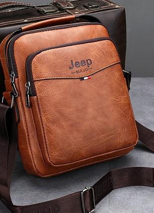 Мужская сумка планшетка jeep повседневная, барсетка сумка-планшет для мужчин эко кожа светло-коричневый