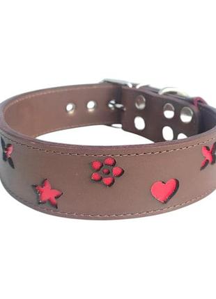 Кожаный ошейник для собак "brown heart" коричневый