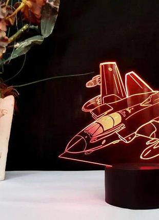 3d ночник "самолет 5" (увеличенное изображение) + пульт ду + сетевой адаптер + батарейки (3ааа) 3dtoyslamp