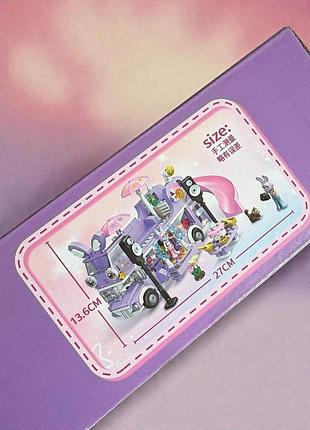 Большой детский конструктор rabbit bus для девочки, конструктор автобус кролика розовый для девочек 8