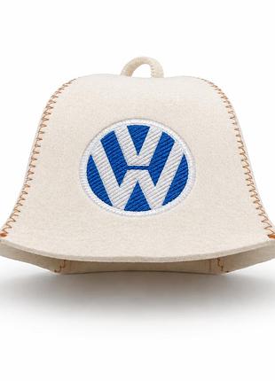 Лазнева шапка luxyart "volkswagen" повсть біла (xl-126)