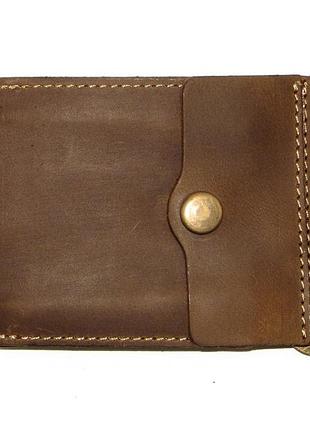 Шкіряний затиск для грошей dnk leather затиск-h з монетником оливковий