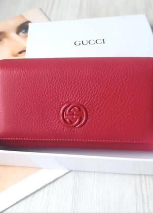 Жіночий шкіряний гаманець gucci red lux