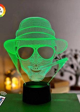 3d нічник "джоні" (волічне зображення) + пульт дк + мережевий адаптер + батарейки (3ааа) 3dtoyslamp