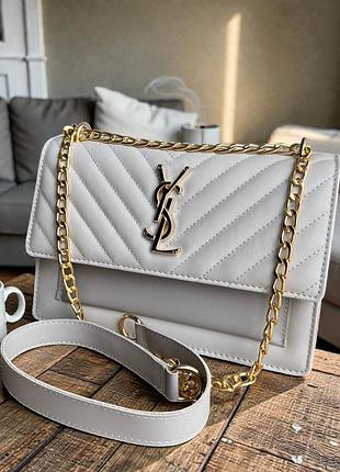 Качественная женская мини сумочка на цепочке ysl, стильная сумка для девушек серый