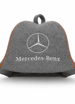 Банная шапка luxyart "mercedes" натуральный фетр серый (xl-125)